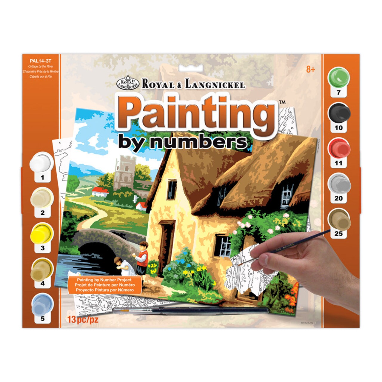 PAL14 | Painting by numbers™ 13pc 11.25" x 13.375" Cottage on the River Painting Project
